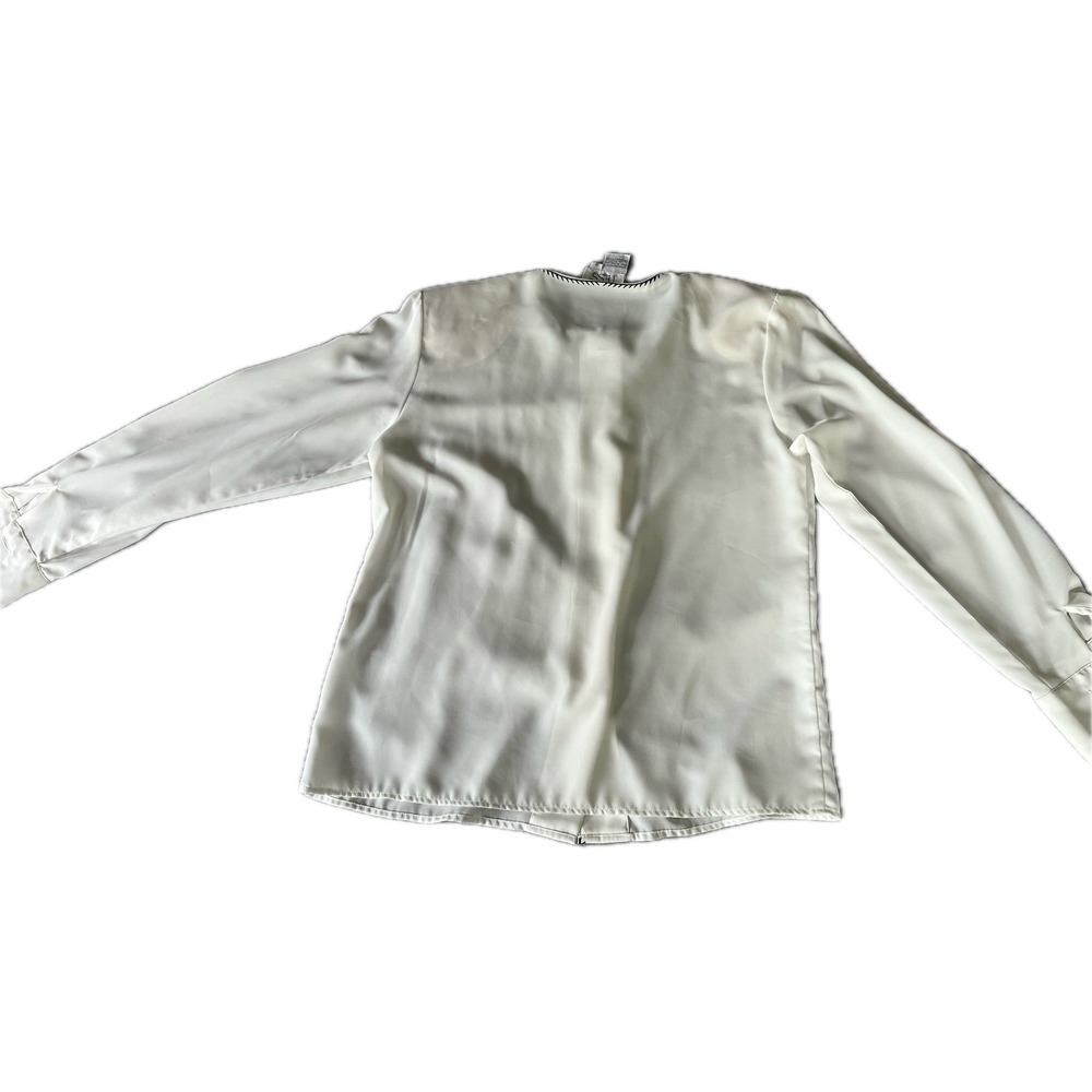 Vintage Tess Blouse Ivory Top Long Sleeve Career Wear Minimalist Size M